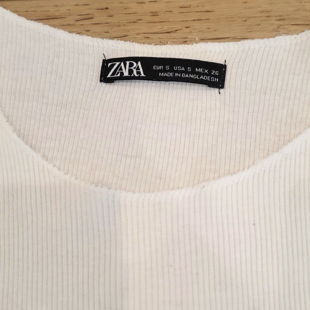 Zara White Ribbed Cropped Tank Top - Picture 3 of 6